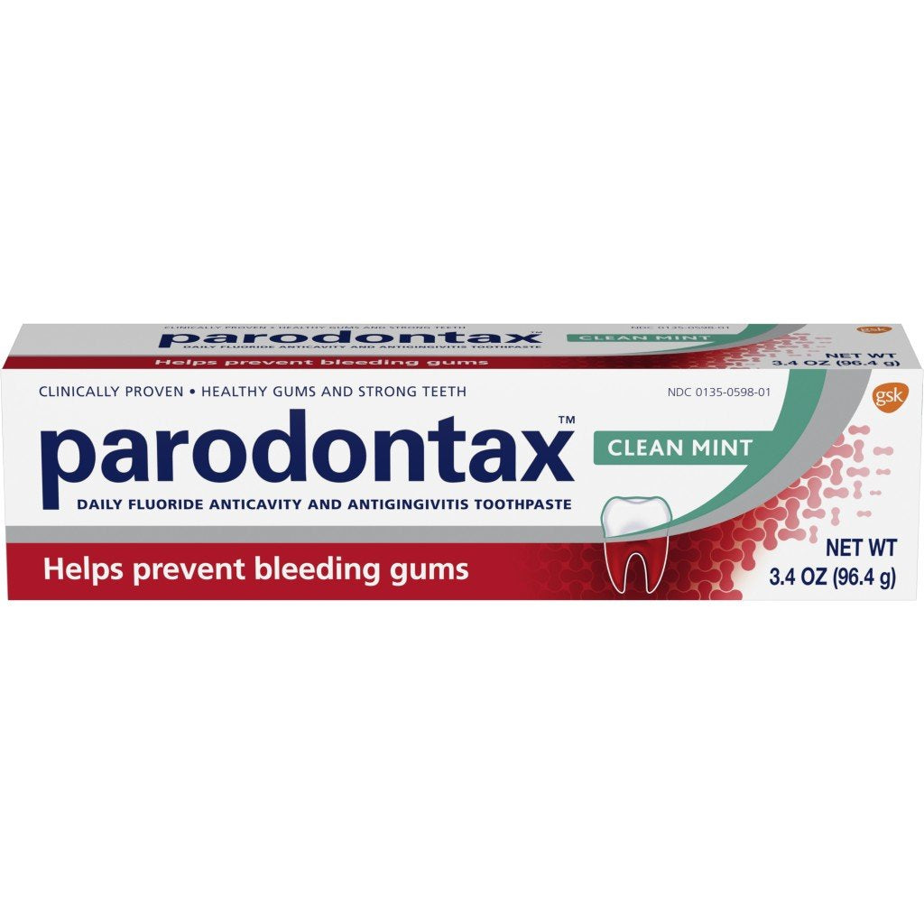 Parodontax dentífrico de menta en tubo para encías saludables.