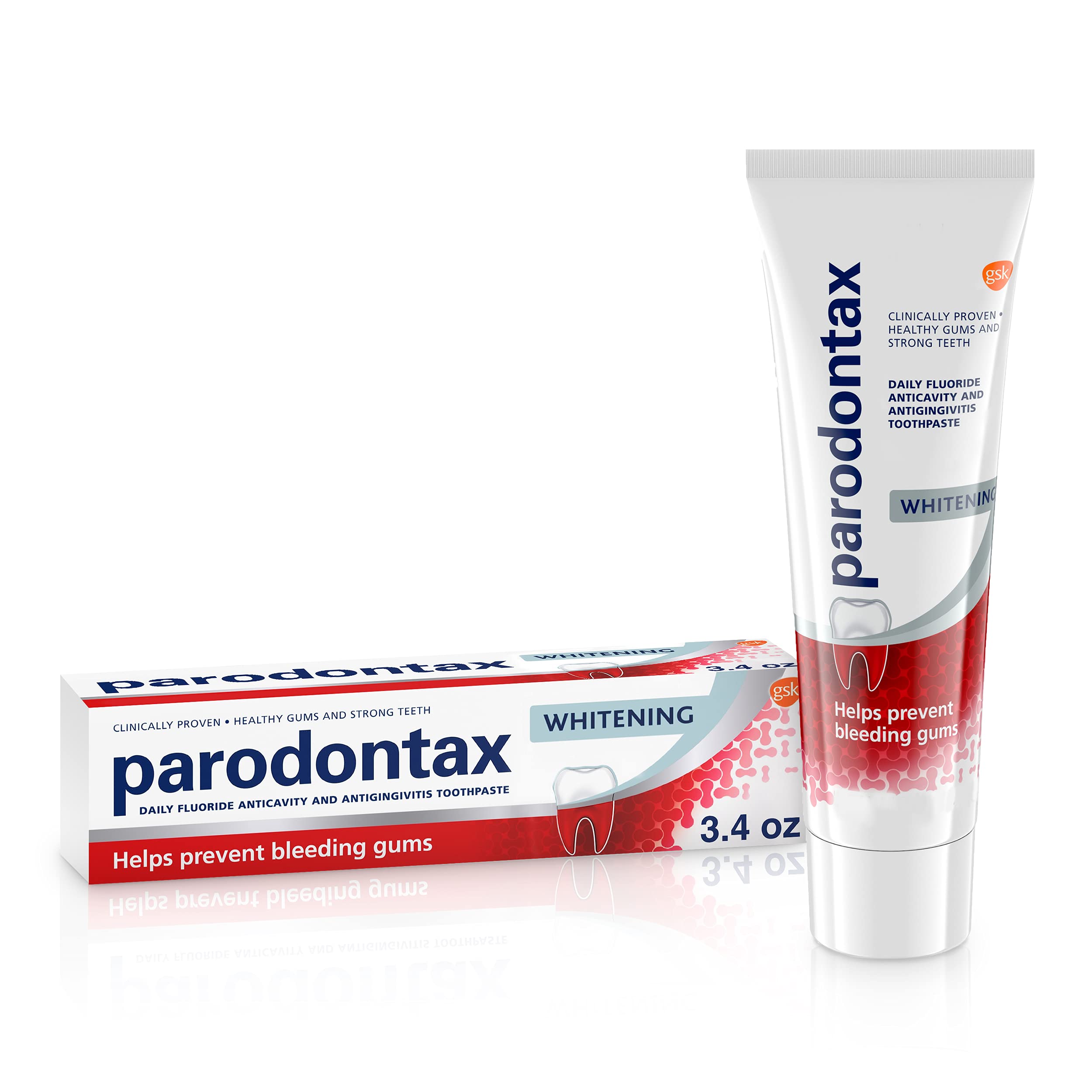 Parodontax, tubo dentífrico blanqueante, cepillado suave para dientes más blancos.