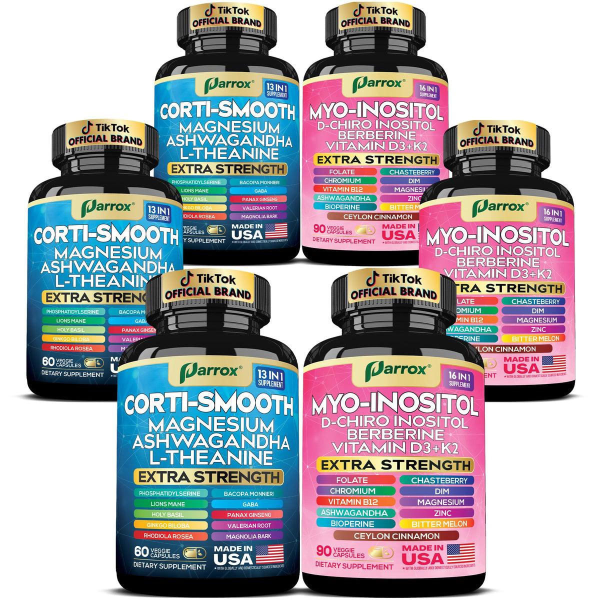 Parrox: botella con cortisol 13-en-1 para equilibrio diario.