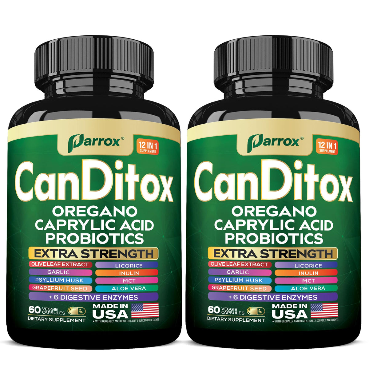 Parrox Canditox cápsulas: botella para uso diario y rutina cómoda