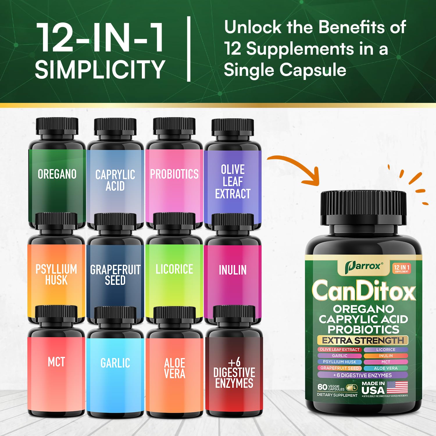 Parrox Canditox cápsulas: ajo y hierbas en fórmula herbal