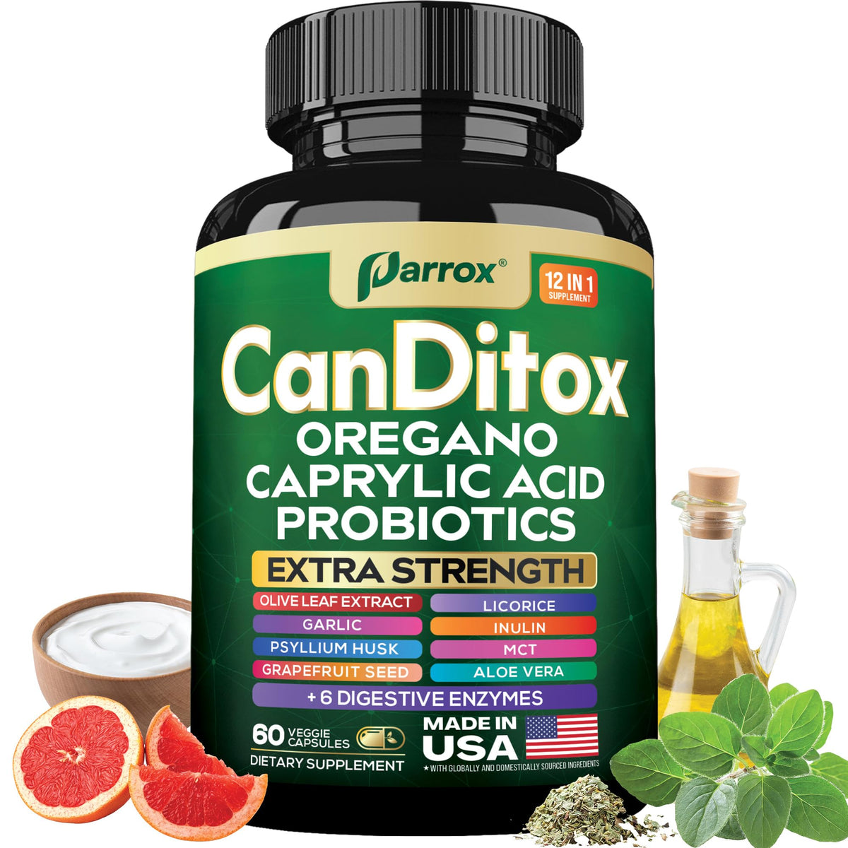 Parrox Canditox cápsulas: mezcla botánica para la rutina diaria.