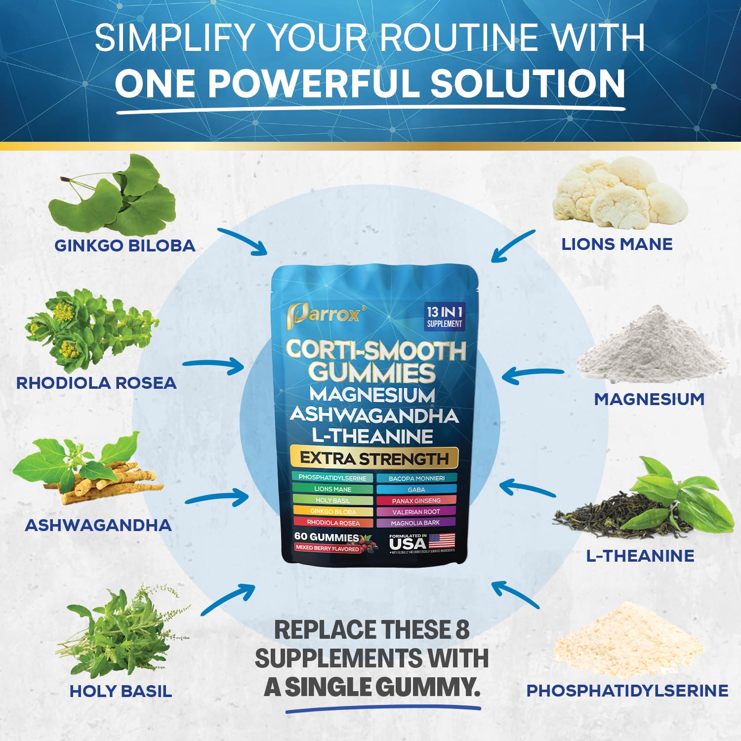 Parrox Corti-Smooth etiqueta clara con información de ingredientes para elección consciente.