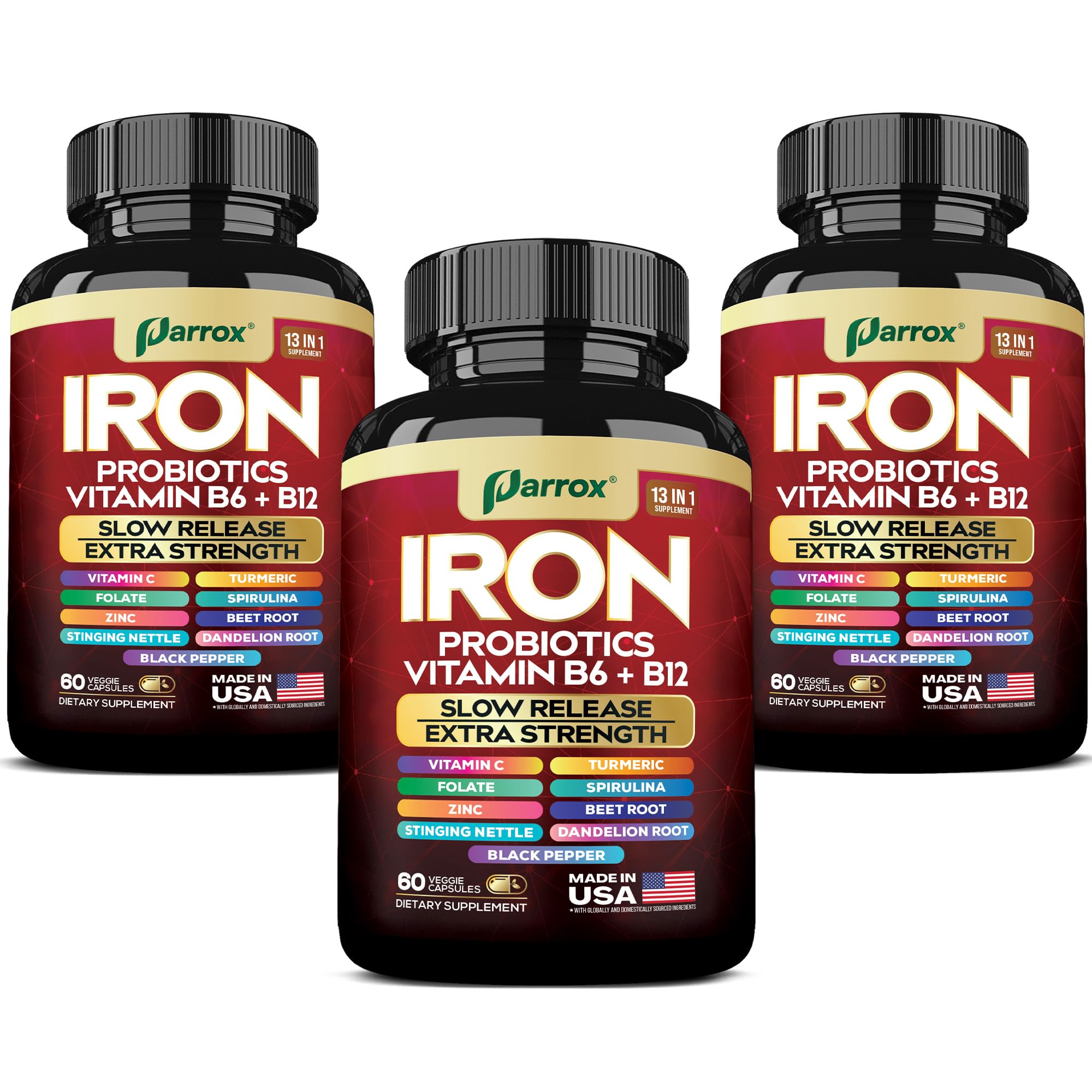 Parrox Elemental Iron con liberación lenta en botella para uso diario