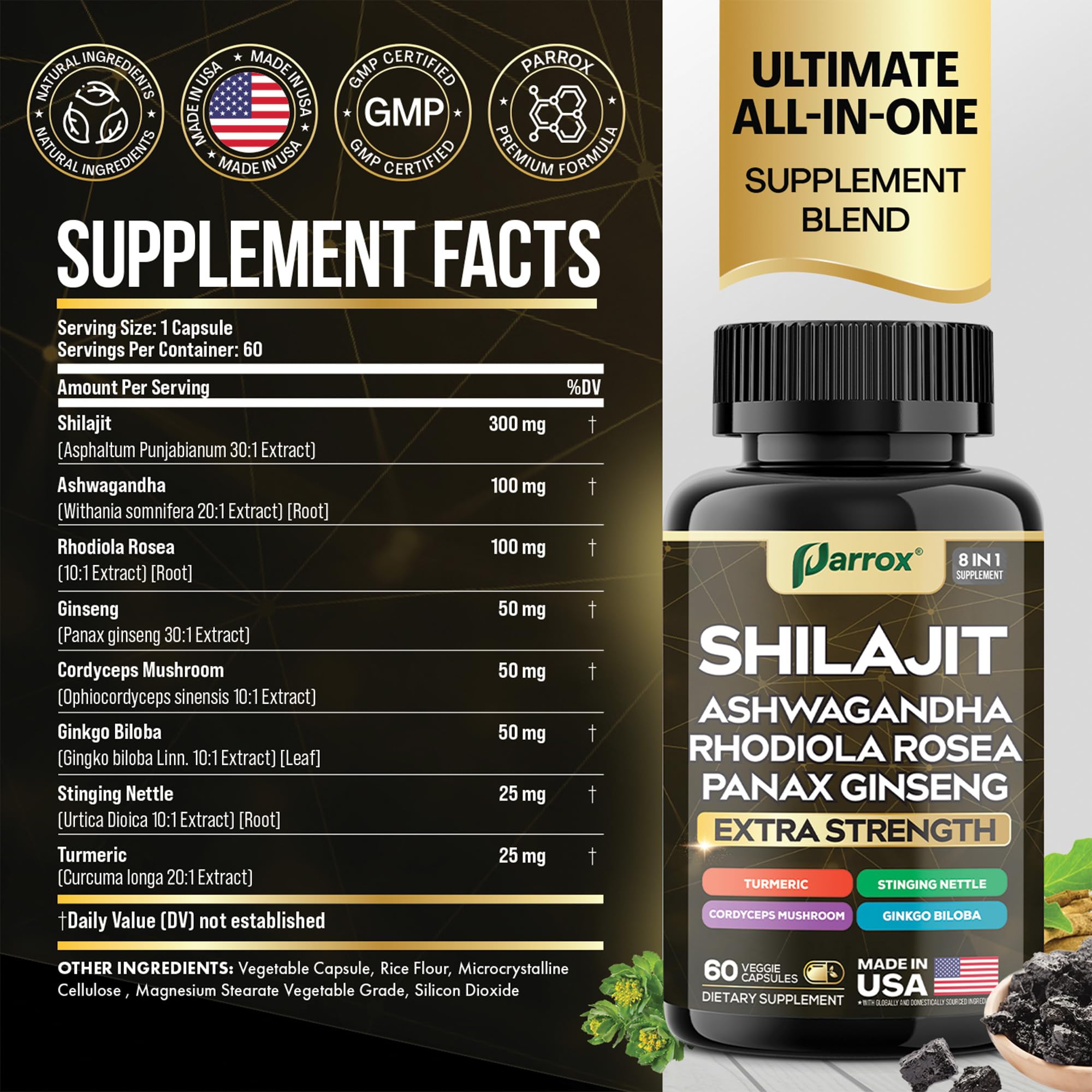 Parrox etiqueta producto shilajit: información clara para elegir conscientemente.
