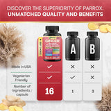 Parrox Ginger 16‑en‑1: primer plano de jengibre y plantas.