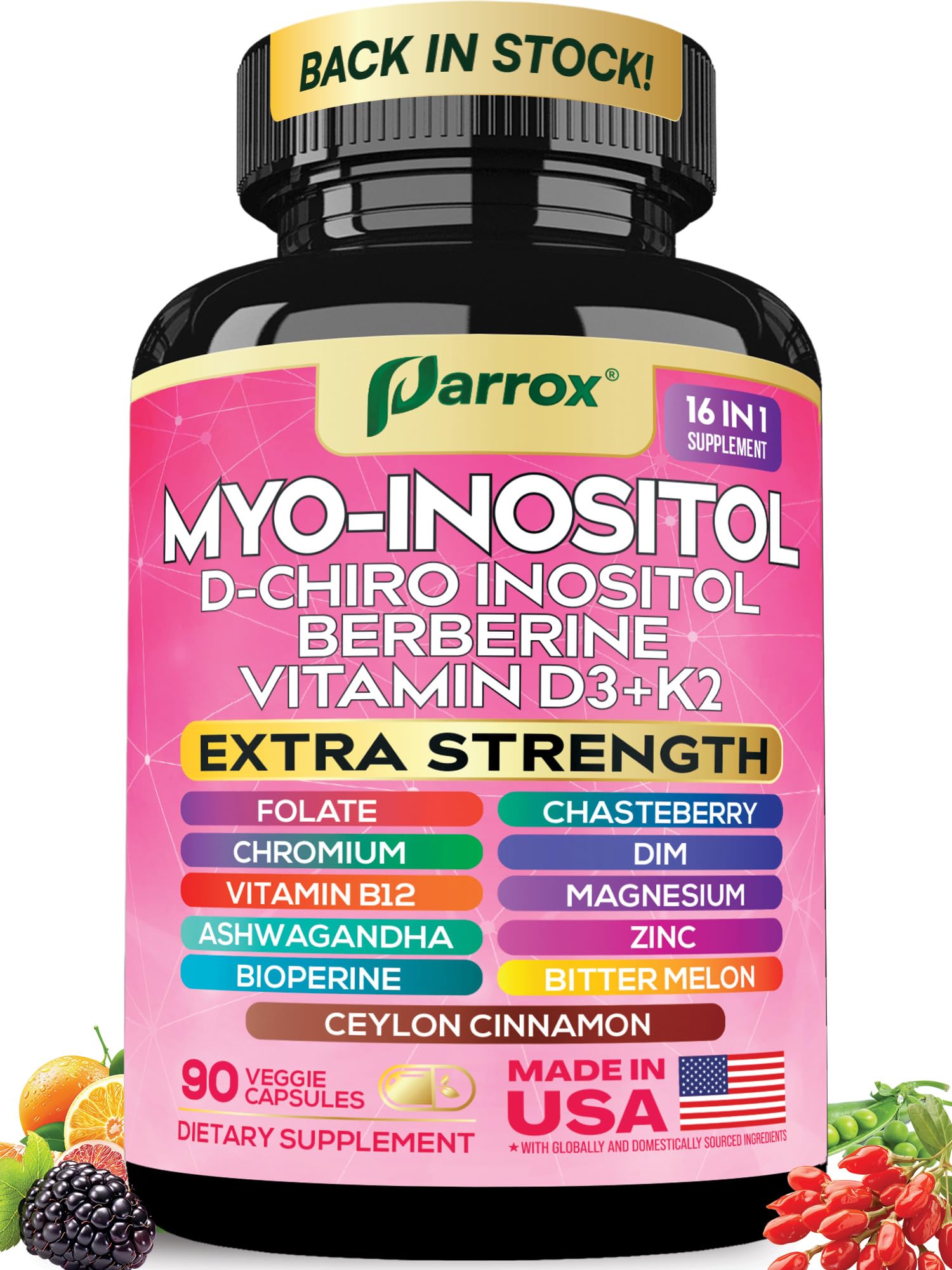Parrox Myo Inositol: cápsulas veganas para equilibrio hormonal diario