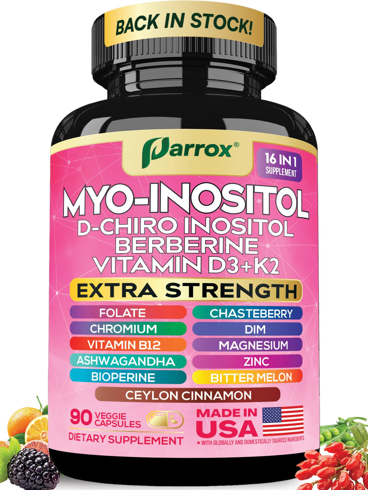 Parrox Myo Inositol: cápsulas veganas para equilibrio hormonal diario