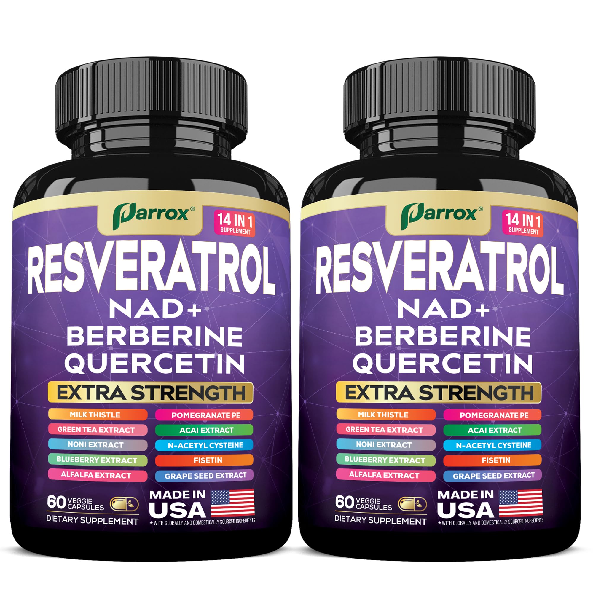 Parrox Resveratrol cápsulas equilibrio diario para apoyo antioxidante