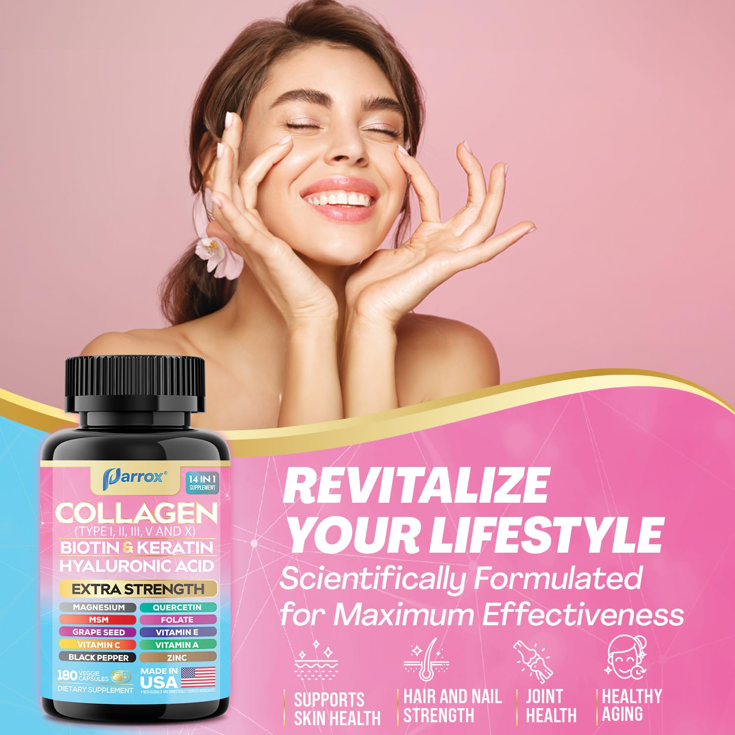 Parrox vitaminas A C E folato cápsulas: nutrición esencial para belleza diaria