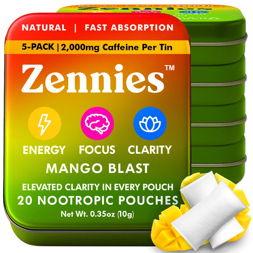 Parrox Zennies con sabor mango, bolsa de cafeína para energía rápida.