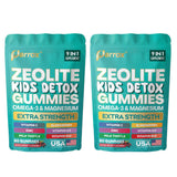 Parrox Zeolite Kids Detox Gummies, botella visible, sabor bayas mixtas sin azúcar para uso diario seguro