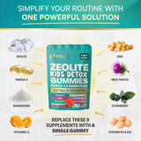 Parrox Zeolite Kids Detox Gummies, diseño portátil, ideal para mochila o viaje sin desorden