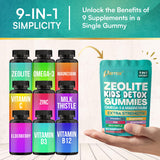 Parrox Zeolite Kids Detox Gummies, primer plano de ingredientes limpios y etiqueta clara