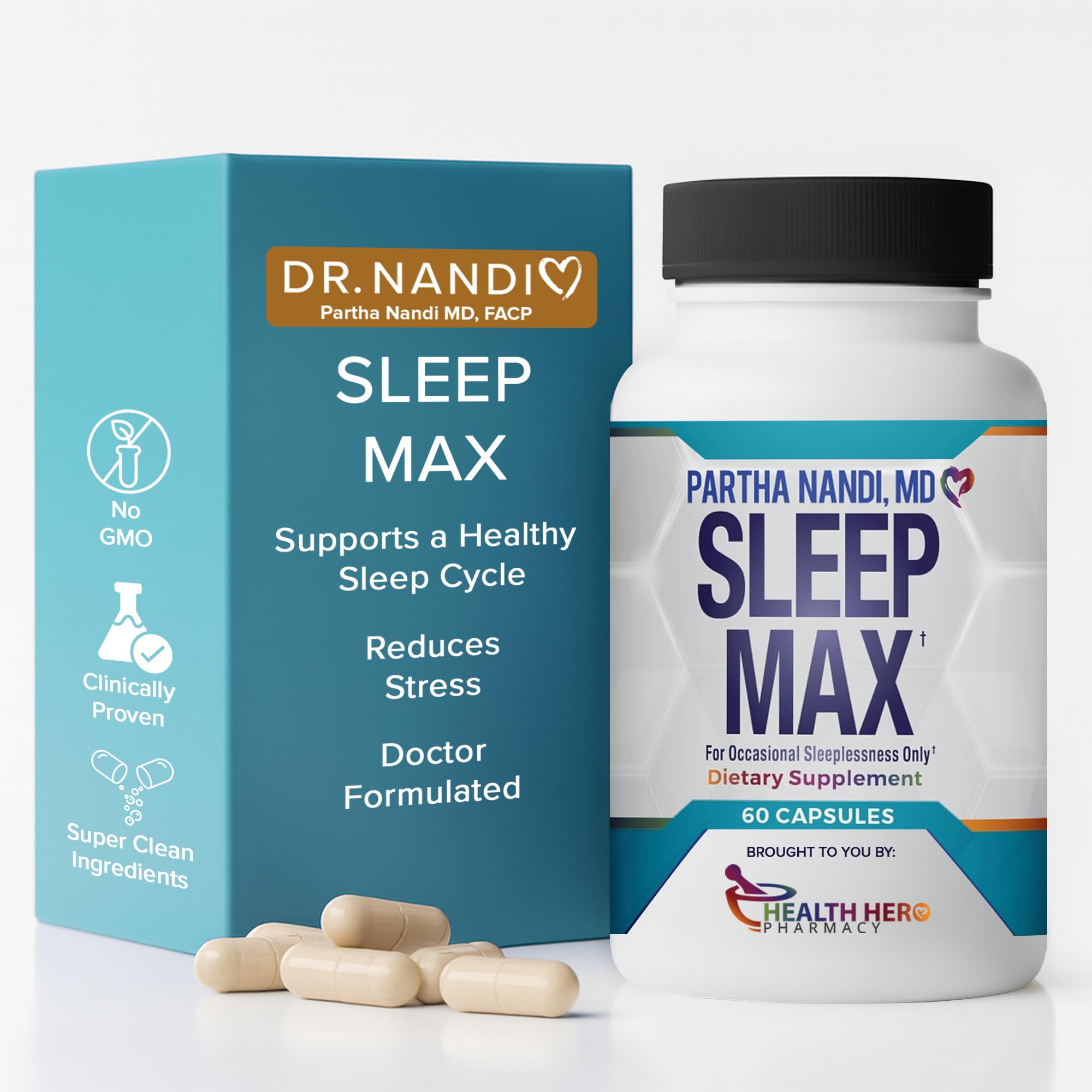 Partha Nandi Sleep Max envase de 60 cápsulas, compra conveniente.