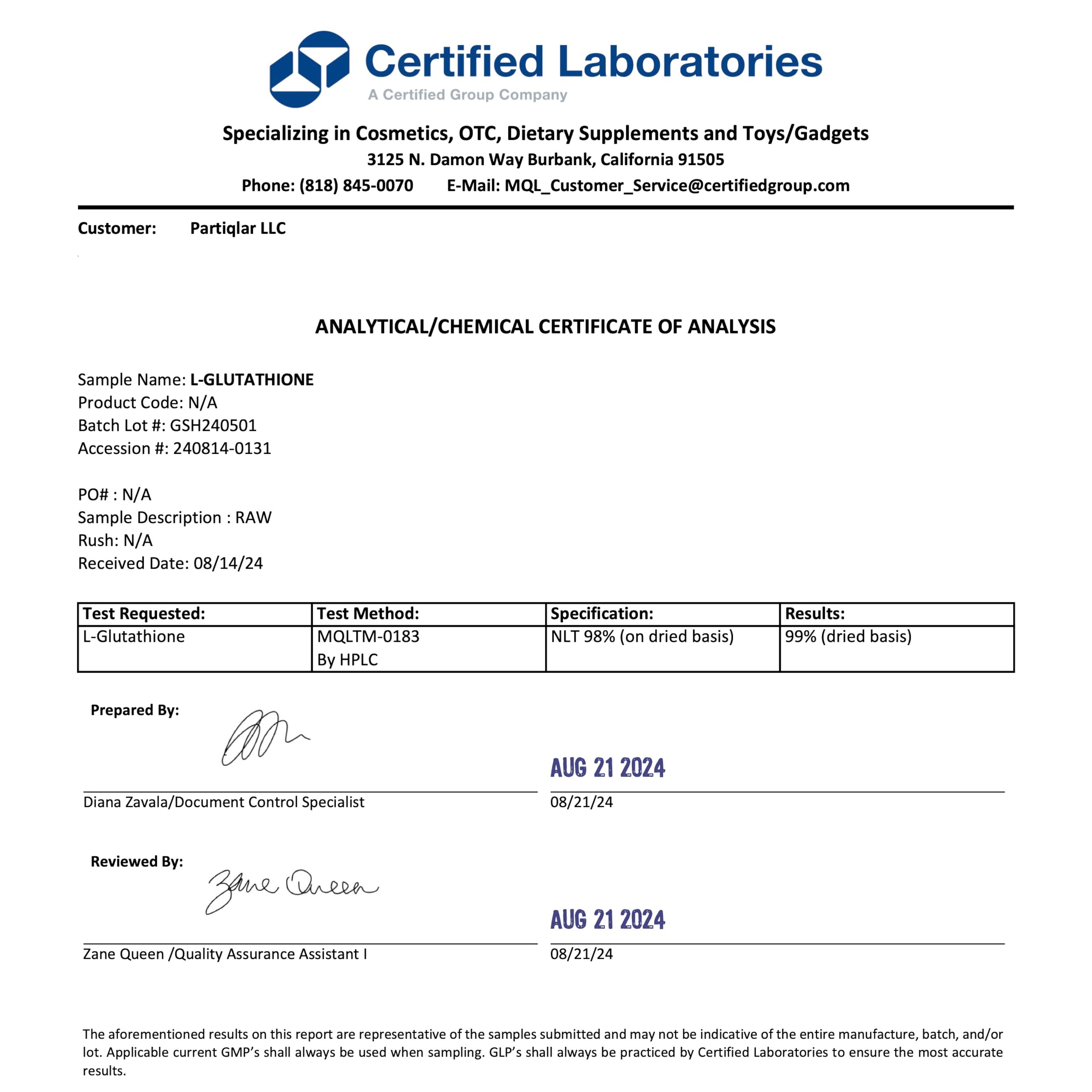 PartiQlar L-Glutatión 500mg: cápsula de alta pureza para bienestar diario.
