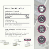 PartiQlar L-Glutatión 500mg: etiqueta legible con información de ingredientes.