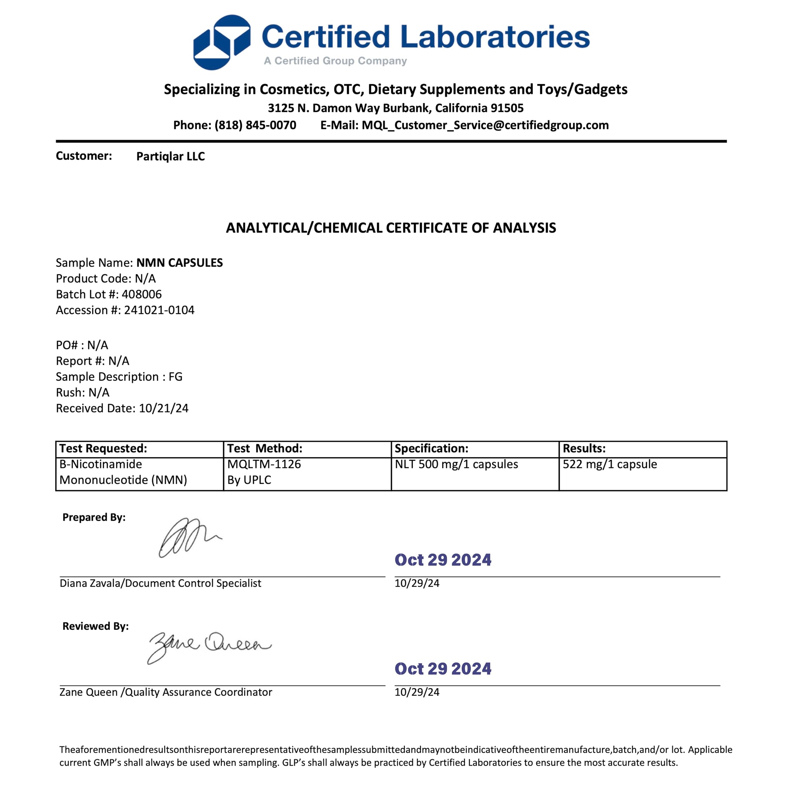 PartiQlar NMN 500mg - toma diaria para claridad mental y vitalidad