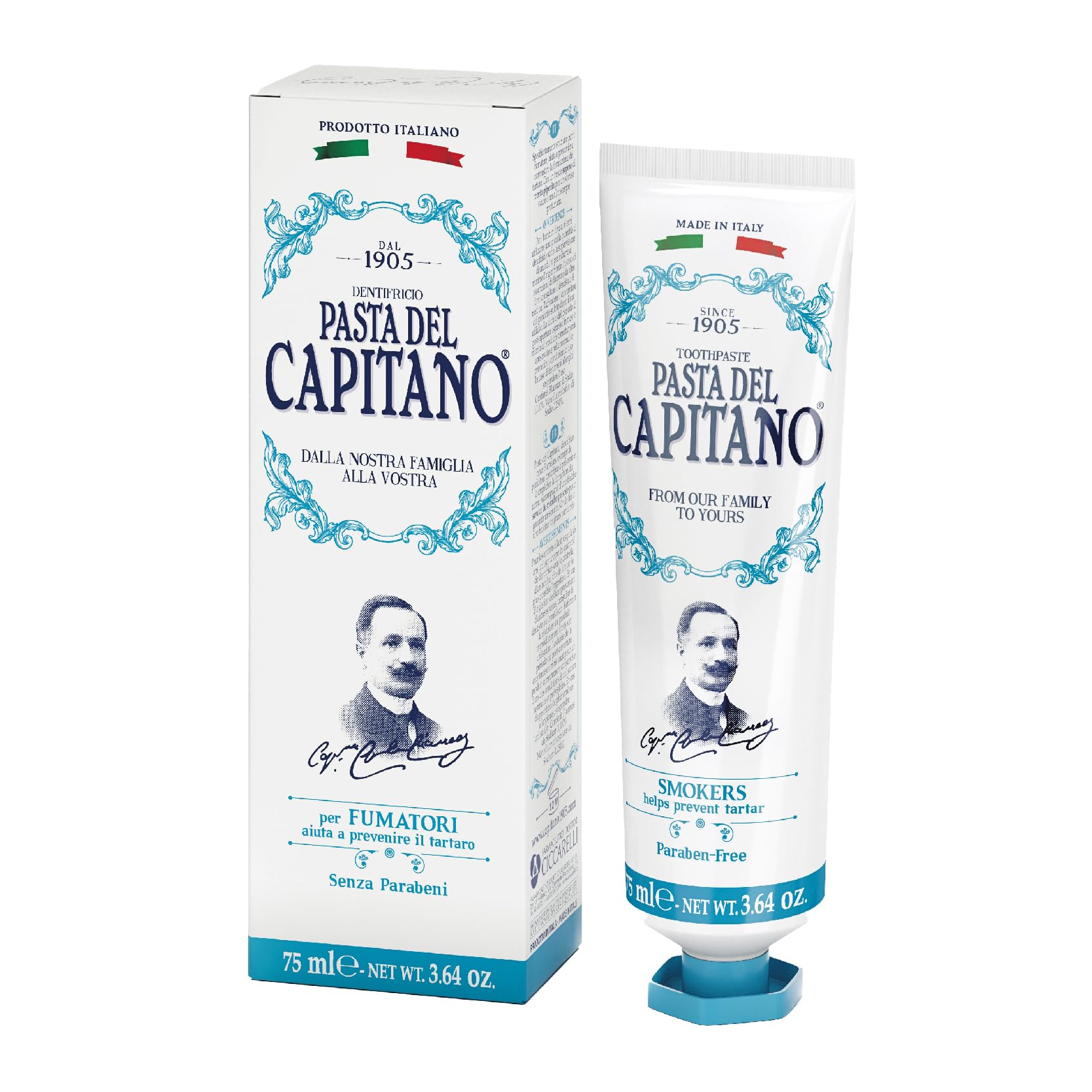 Pasta del Capitano 1905 para fumadores, dentífrico en tubo, higiene diaria.