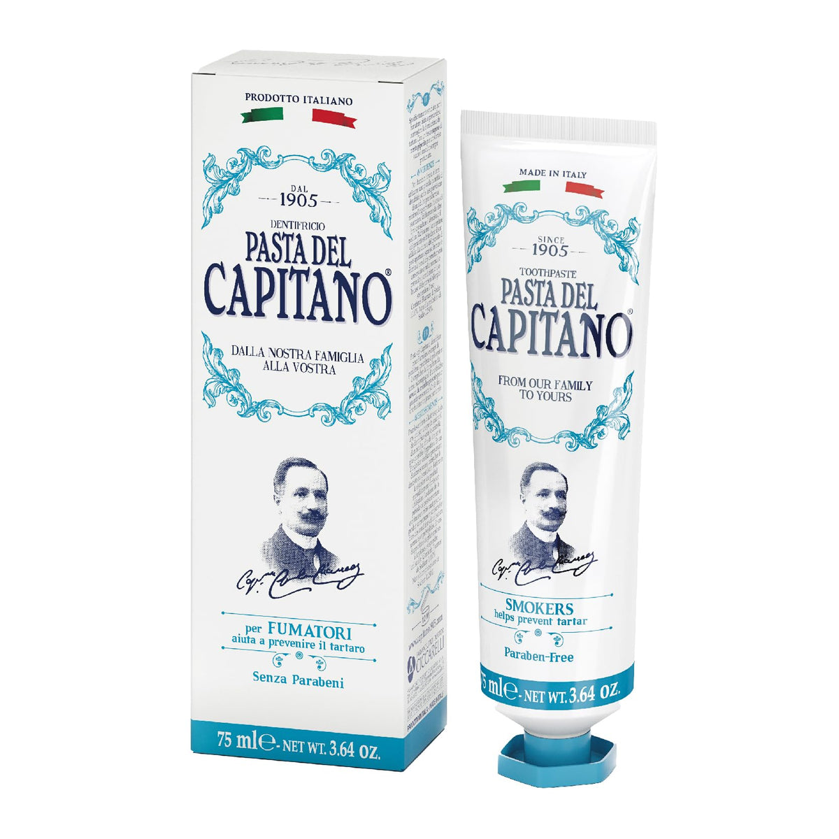 Pasta del Capitano 1905 para fumadores, dentífrico en tubo, higiene diaria.