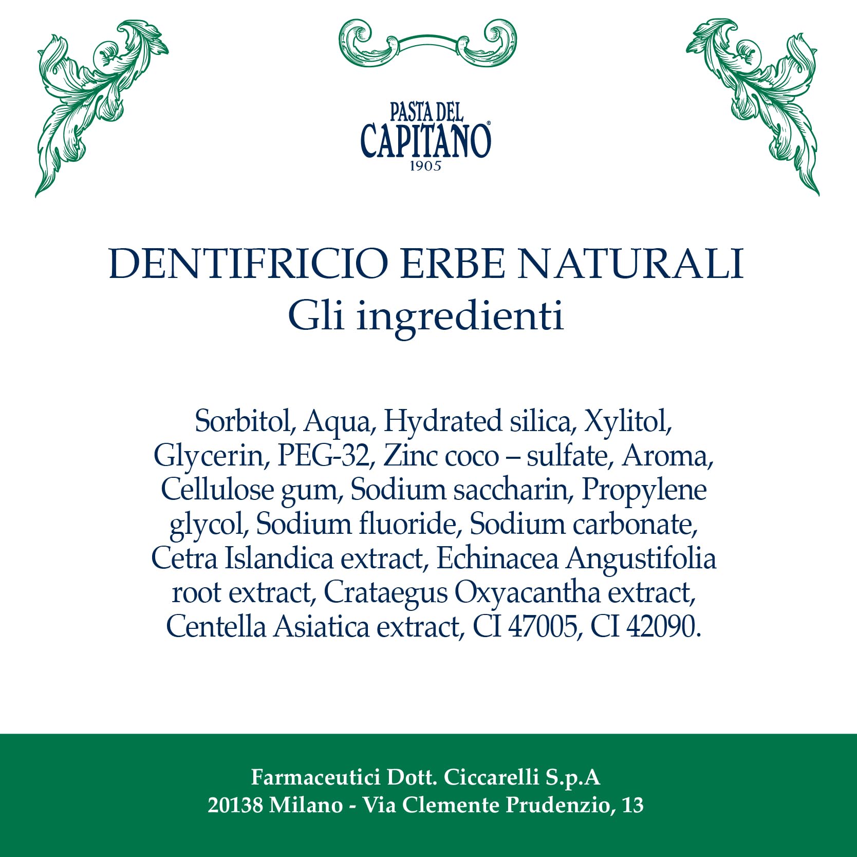 Pasta del Capitano 1905, sin sulfatos para experiencia suave.