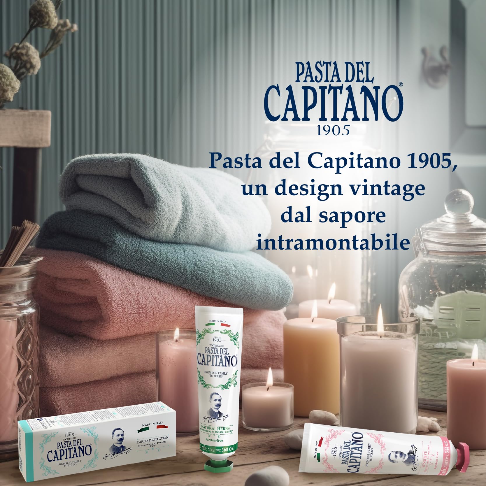 Pasta del Capitano 1905, uso diario para higiene bucal constante.