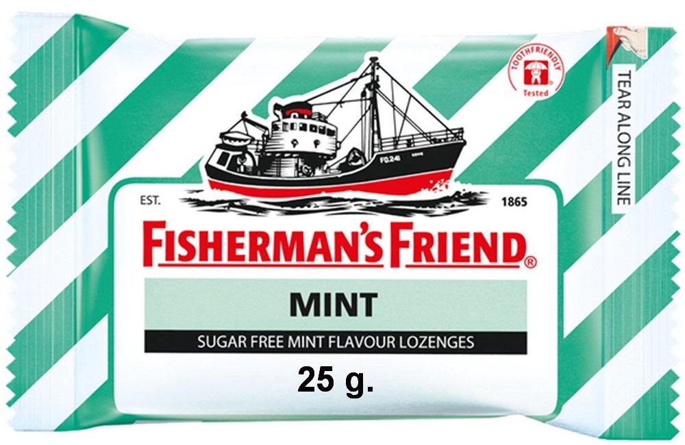 Pastilla de menta Fisherman's Friend sin azúcar para disolver.