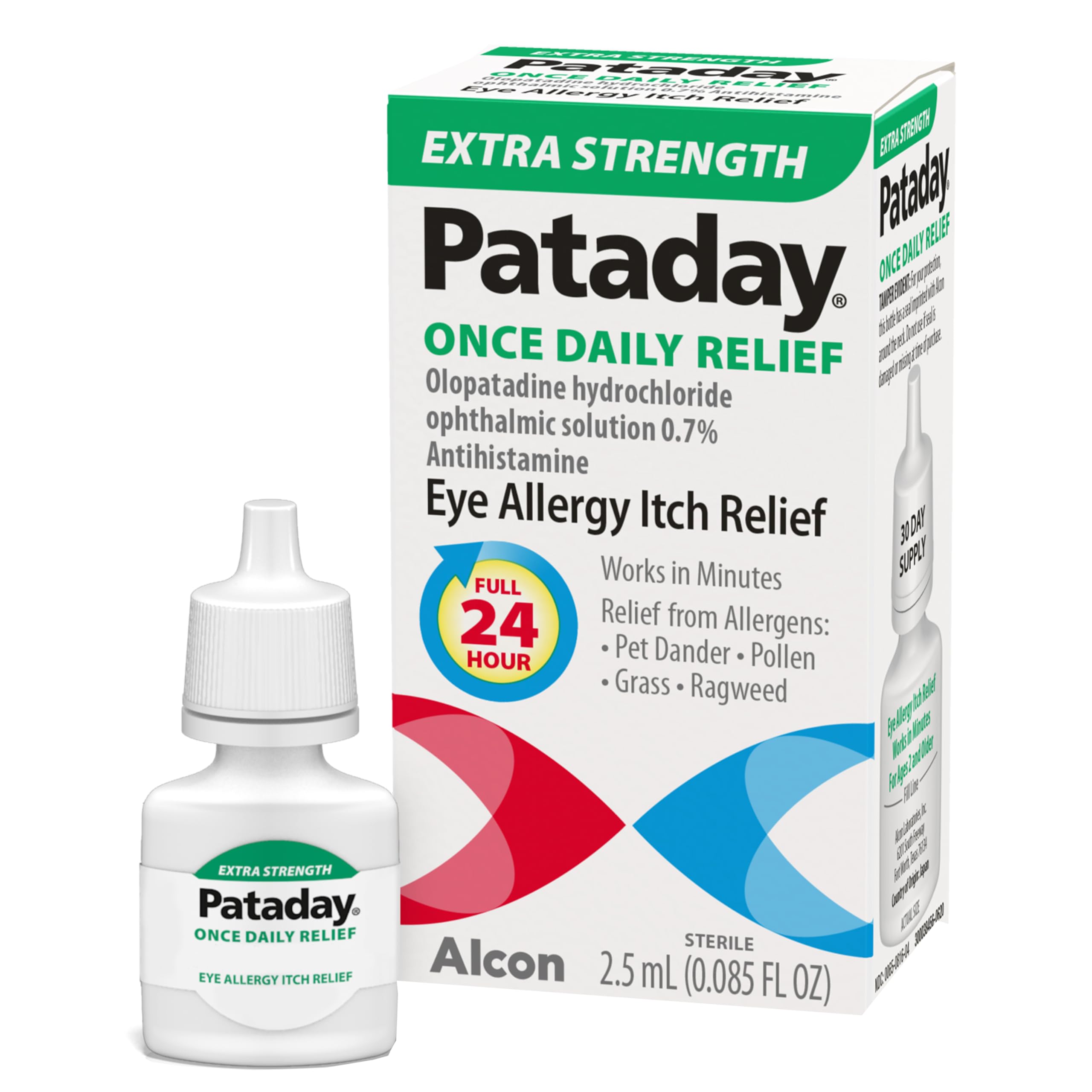PATADAY, gota ocular aplicándose en el ojo para alivio rápido