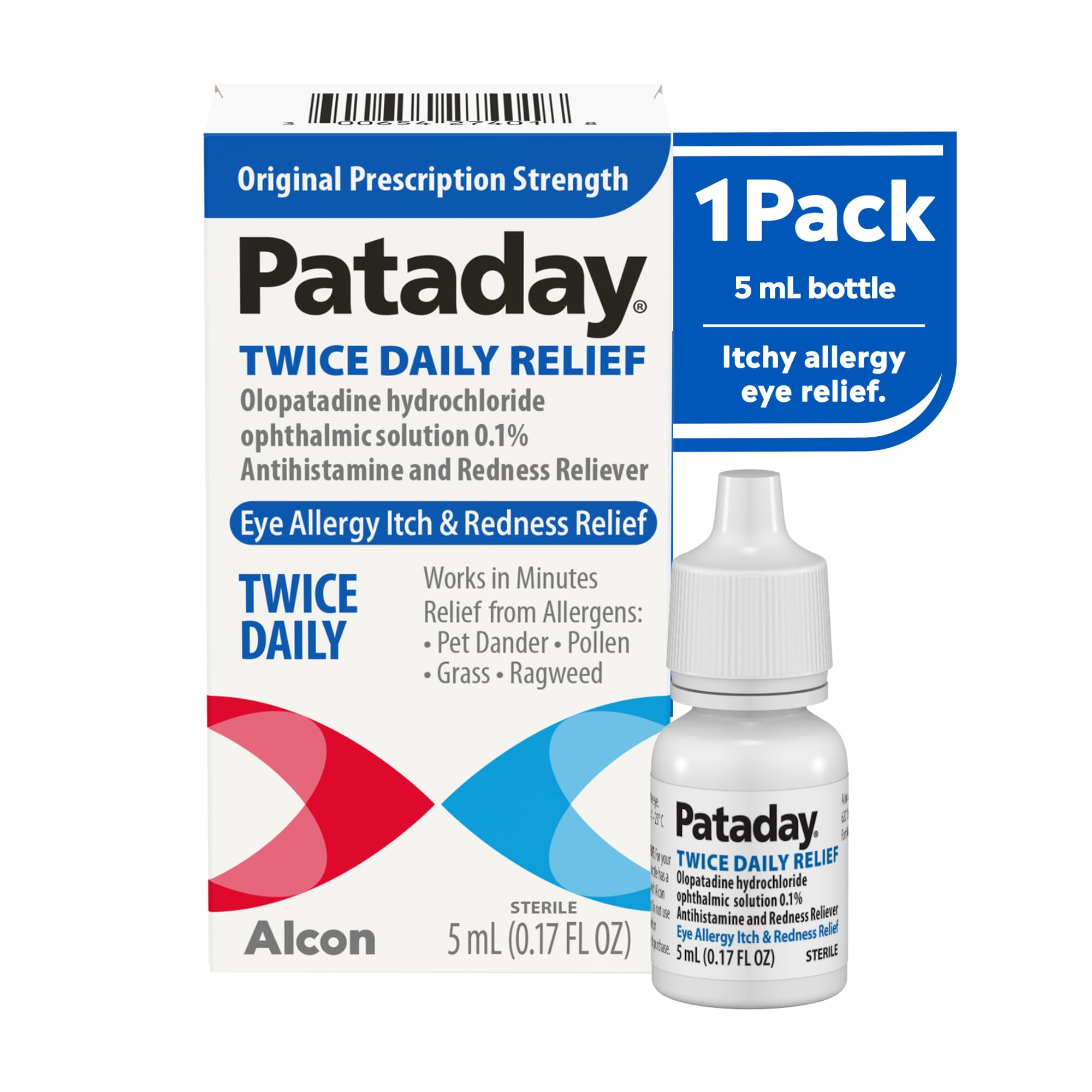 Pataday: gotas para ojos listas para usar al momento.