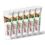 Patanjali Dant Kanti, paquete de 6, opción familiar para rutina diaria y ahorro.