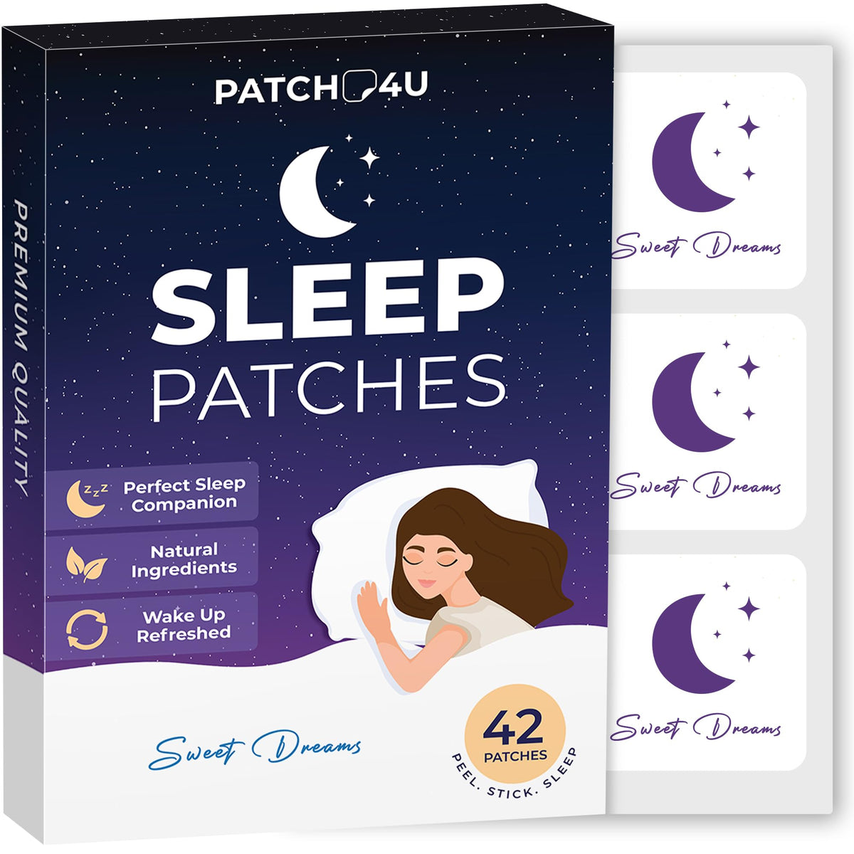 Patch4U parches de sueño en empaque frontal para iniciar descanso.