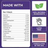Patch4U parches de sueño etiqueta ingredientes con melatonina y valeriana.