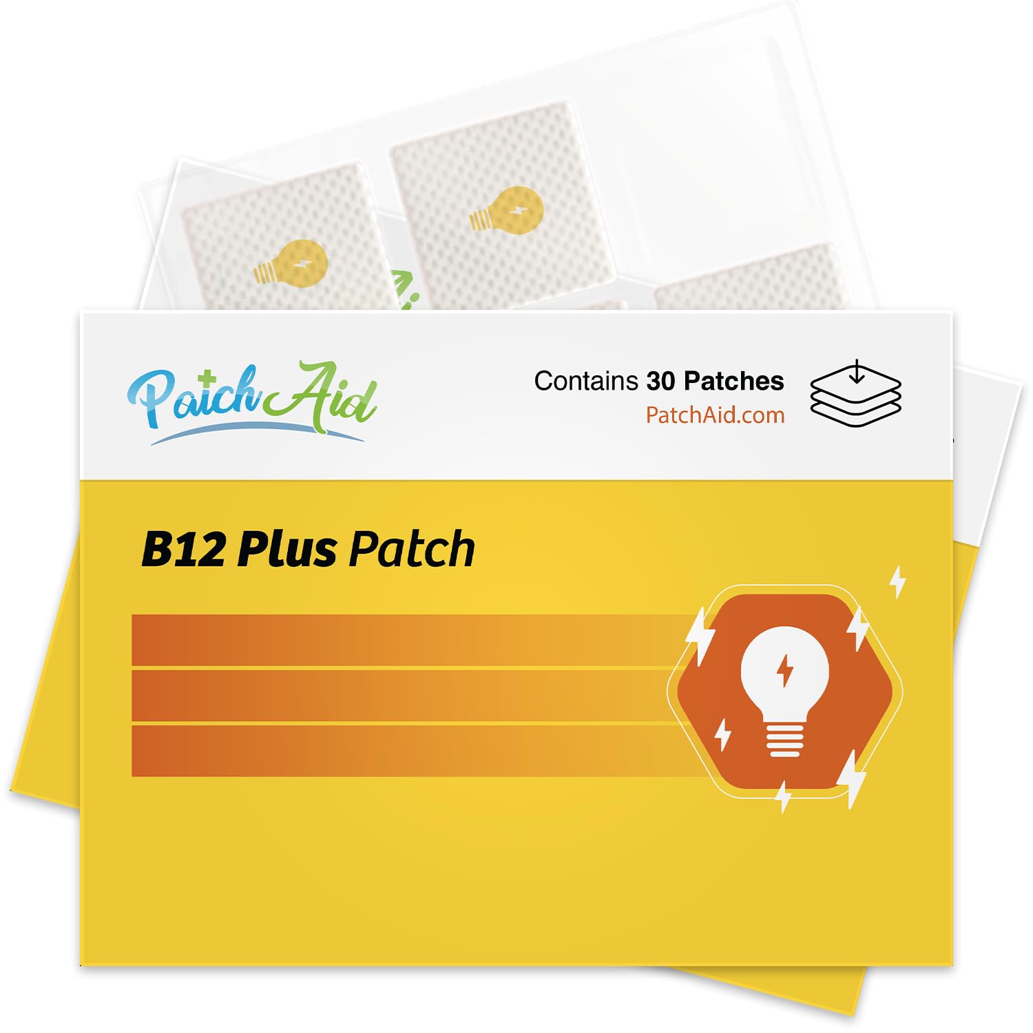 PatchAid B12 Energy Plus, parche frontal, apoyo posible para energía diaria.