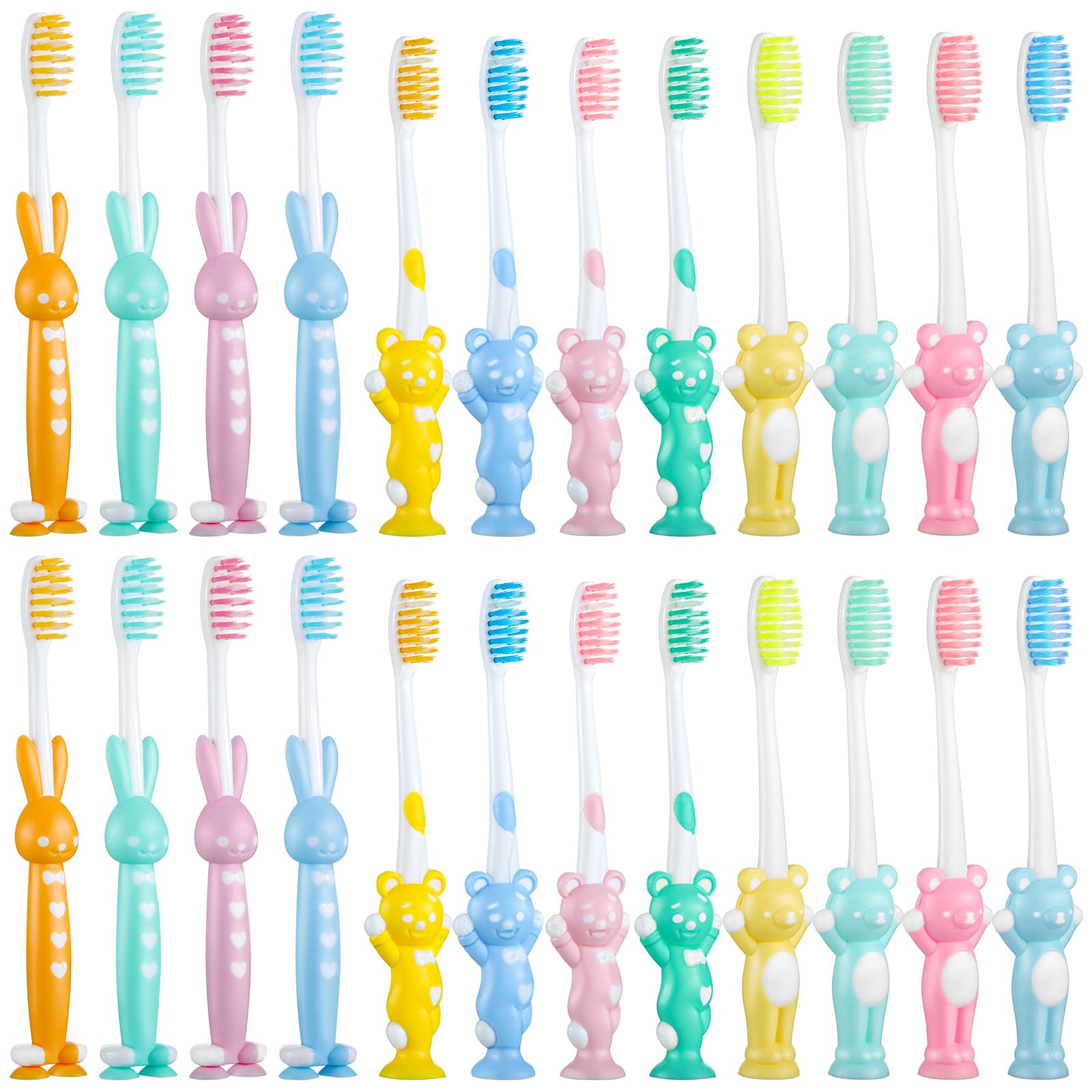 Cepillos Patelai para niños con base vertical y tapas protectoras para almacenamiento ordenado
