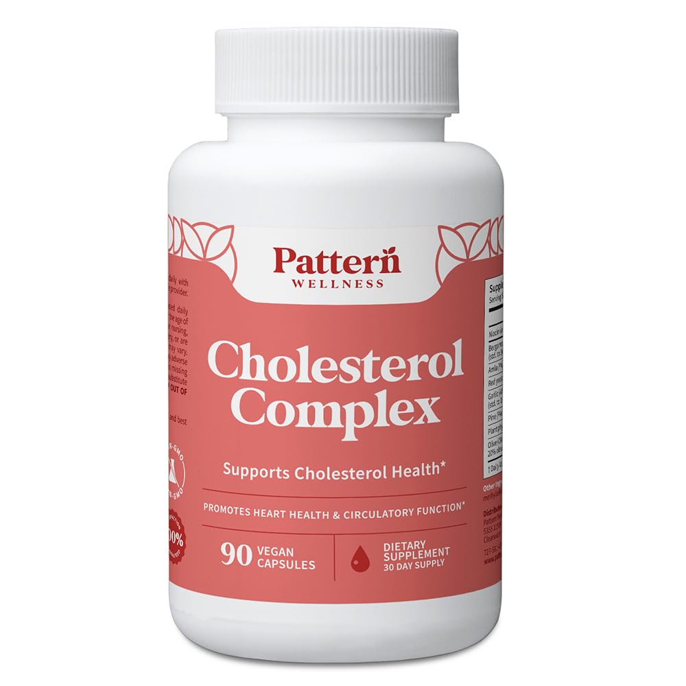 Pattern Wellness Cholesterol Complex: bote de cápsulas para apoyo diario al bienestar.