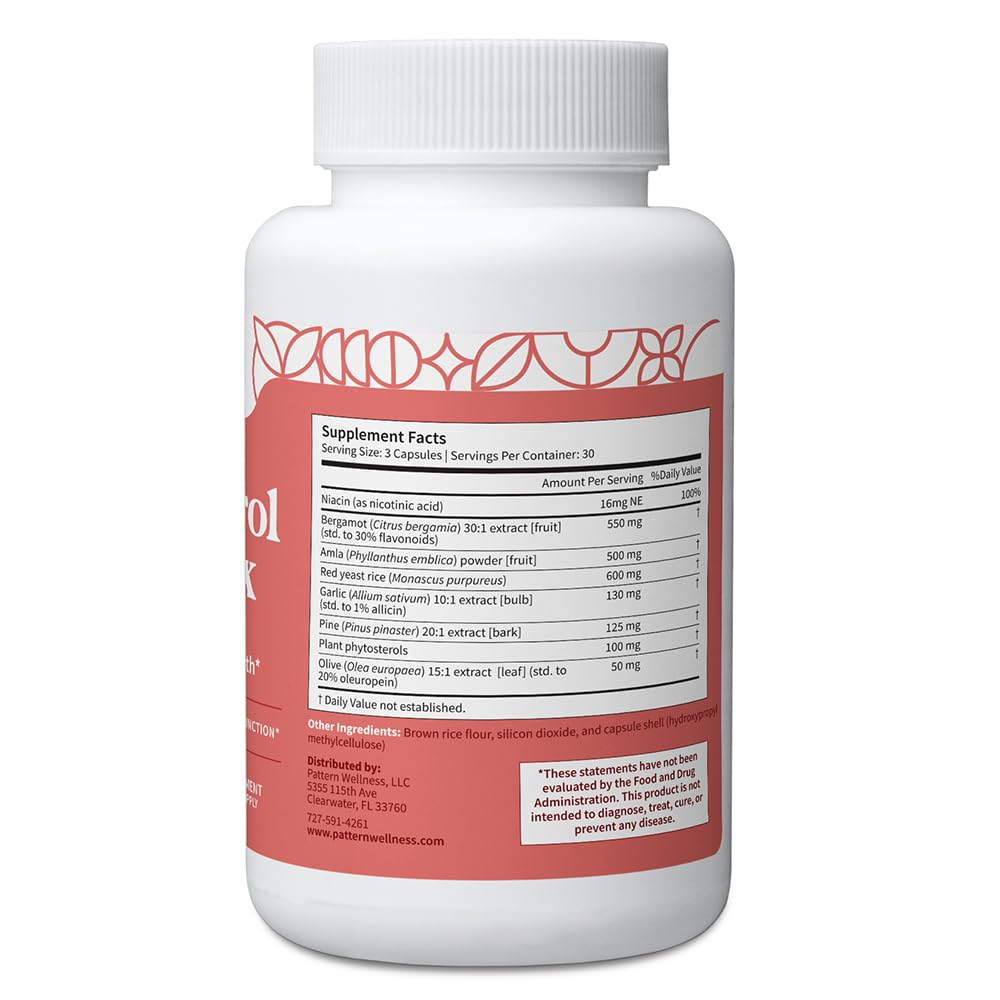 Pattern Wellness Cholesterol Complex: cápsulas suaves para ingesta diaria conveniente.