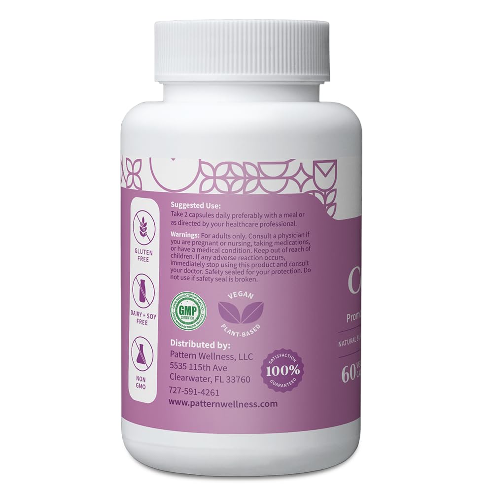 Pattern Wellness PMS Complex frente de etiqueta sugiere balance emocional