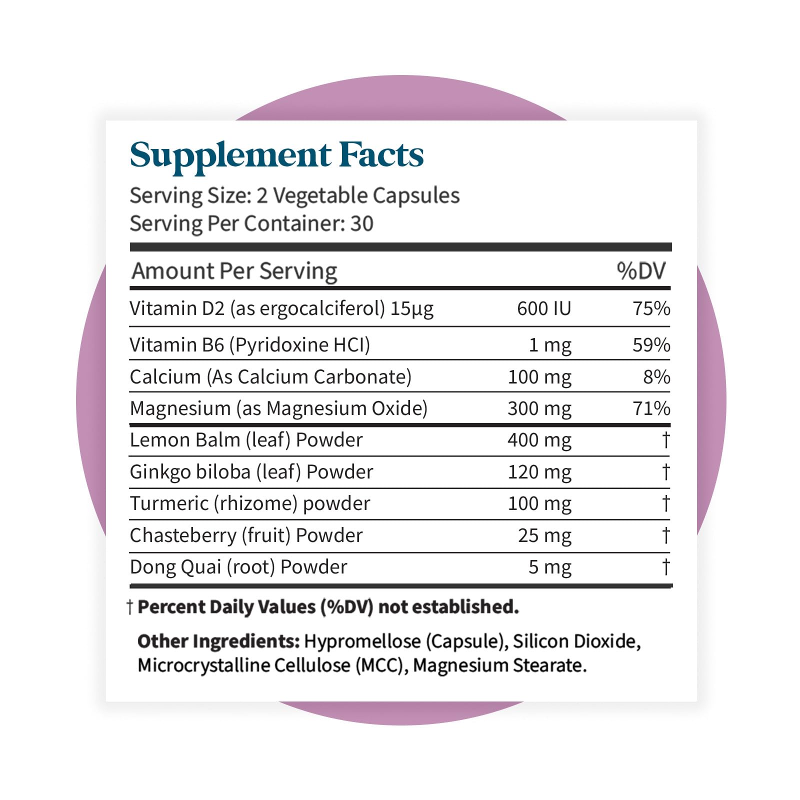 Pattern Wellness PMS Complex información nutricional clara para decisiones conscientes