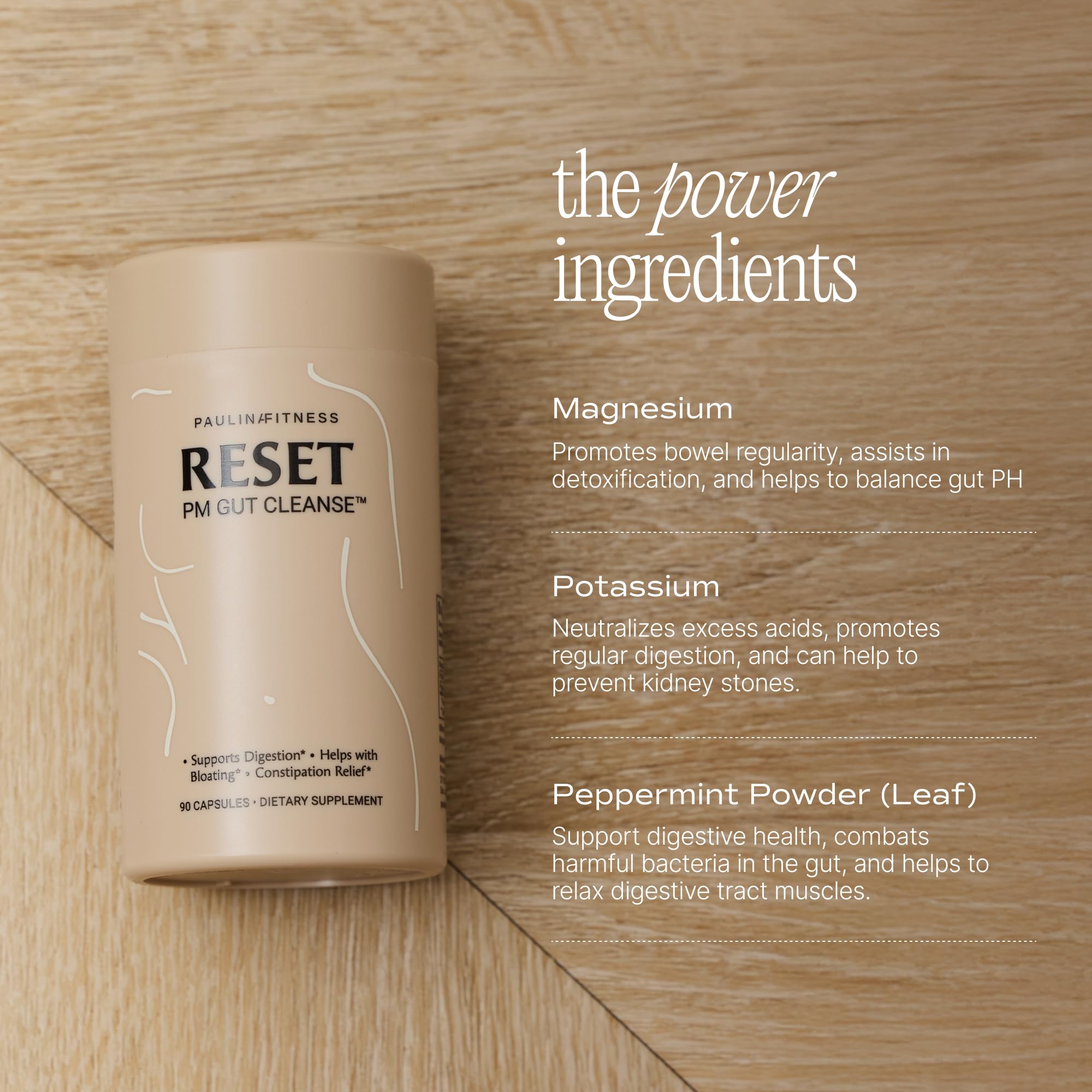 Paulina Fitness Reset Nocturno: producto en mesa de noche