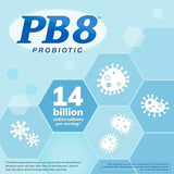 PB8 Probiotic packaging in box illustrating 60-day supply per bottle