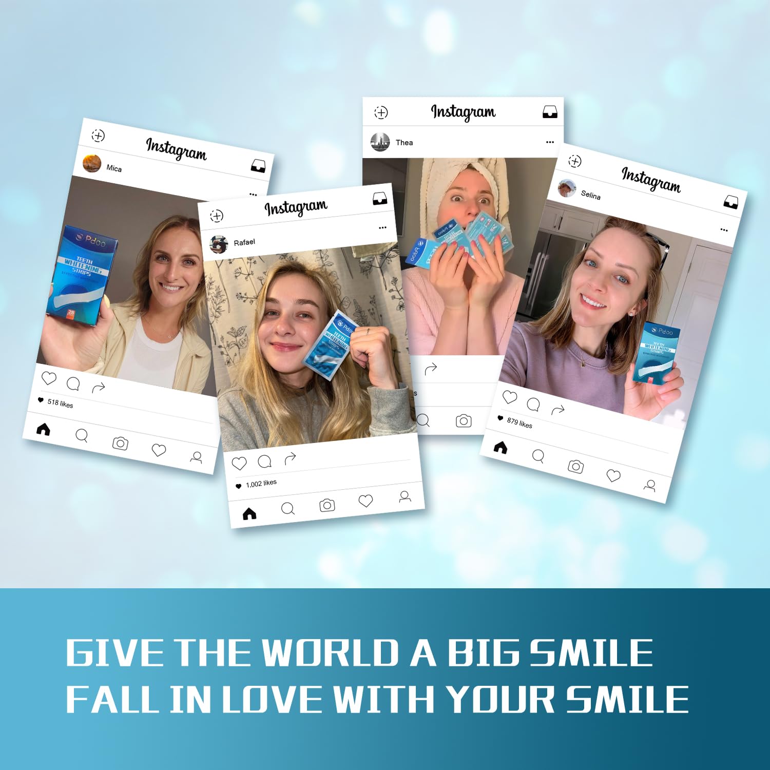 Sonrisa más brillante con Pdoo, 28 tiras listas para usar.
