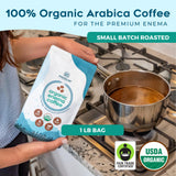 PE Premium Enema: café orgánico molido mediano para extracción suave.