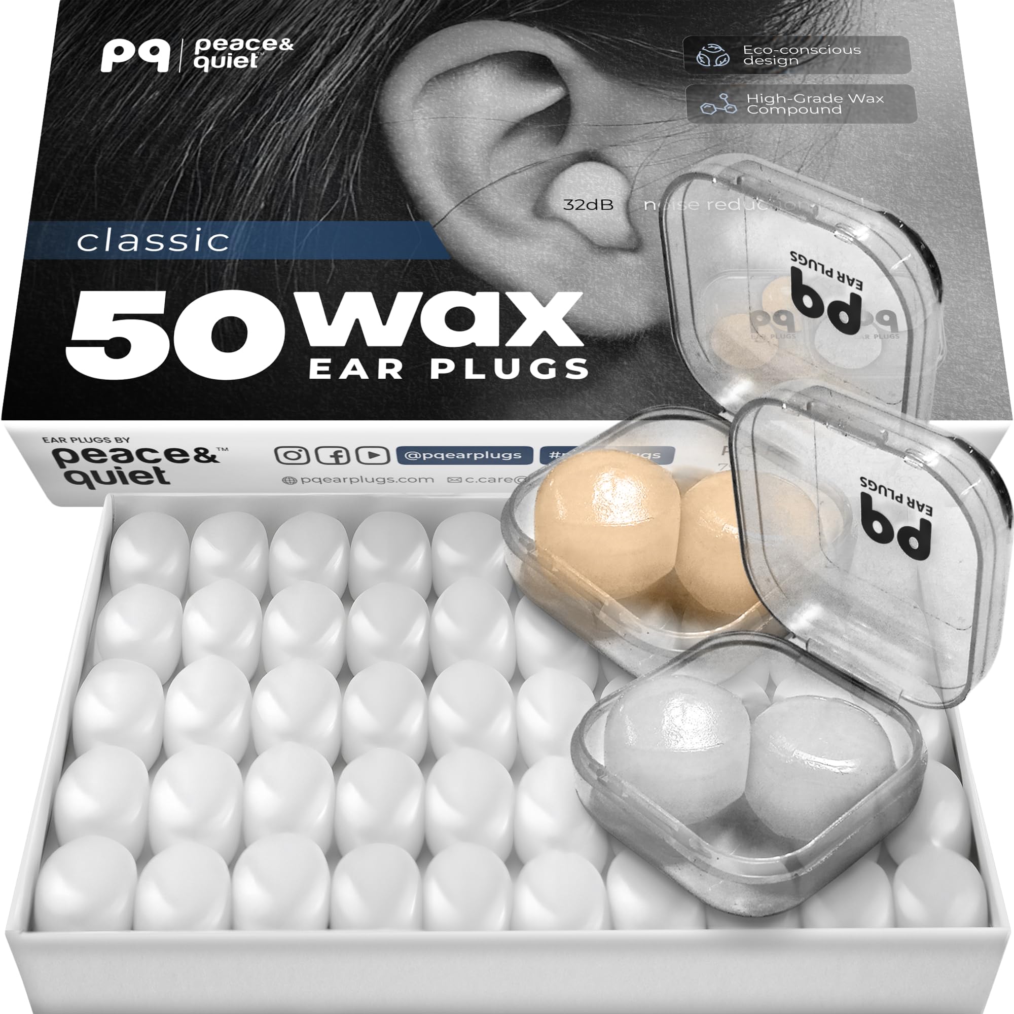 Peace&Quiet PQ tapones para dormir con cera de silicona ofrecen silencio cómodo.