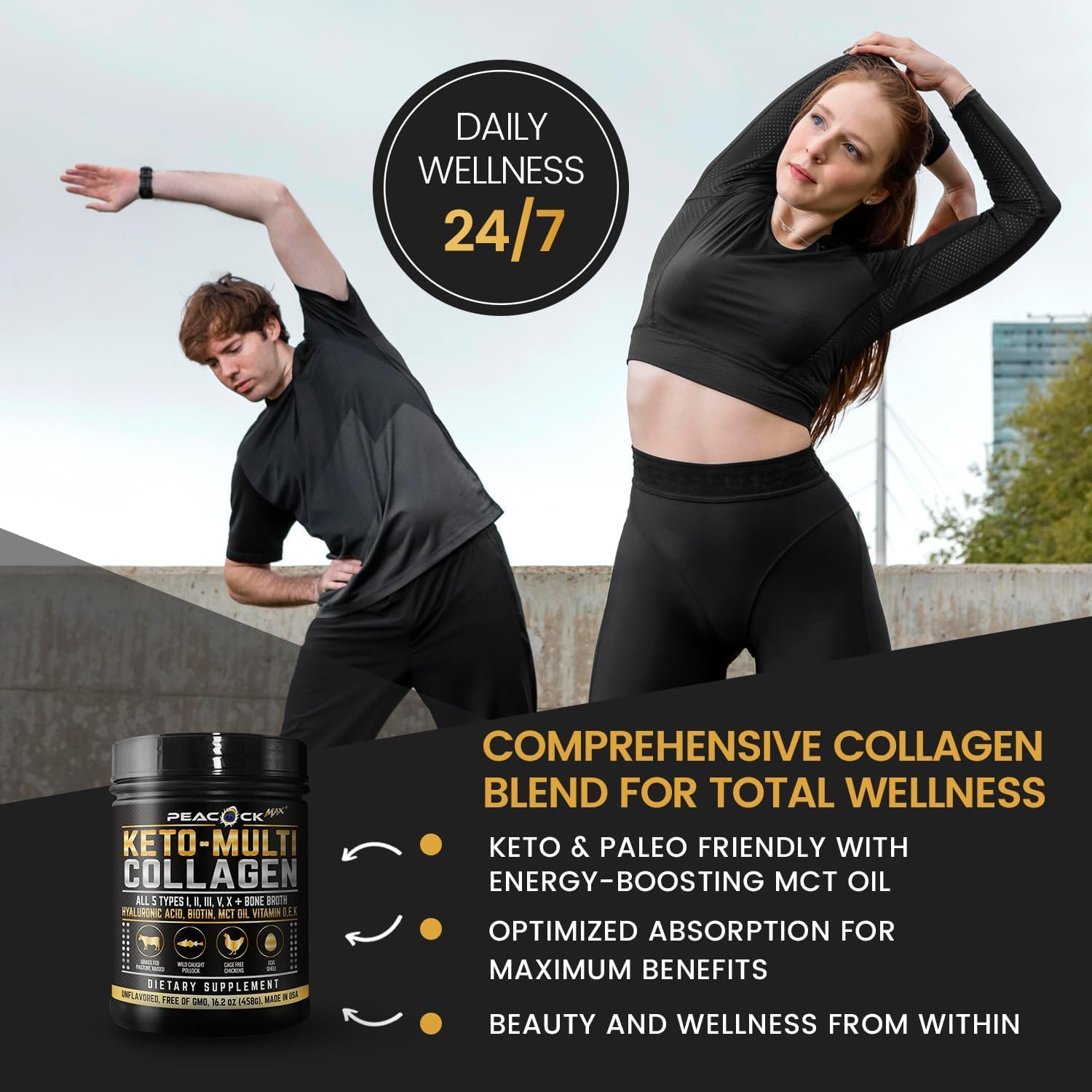 Peacock Max estilo de vida saludable con proteina versatil
