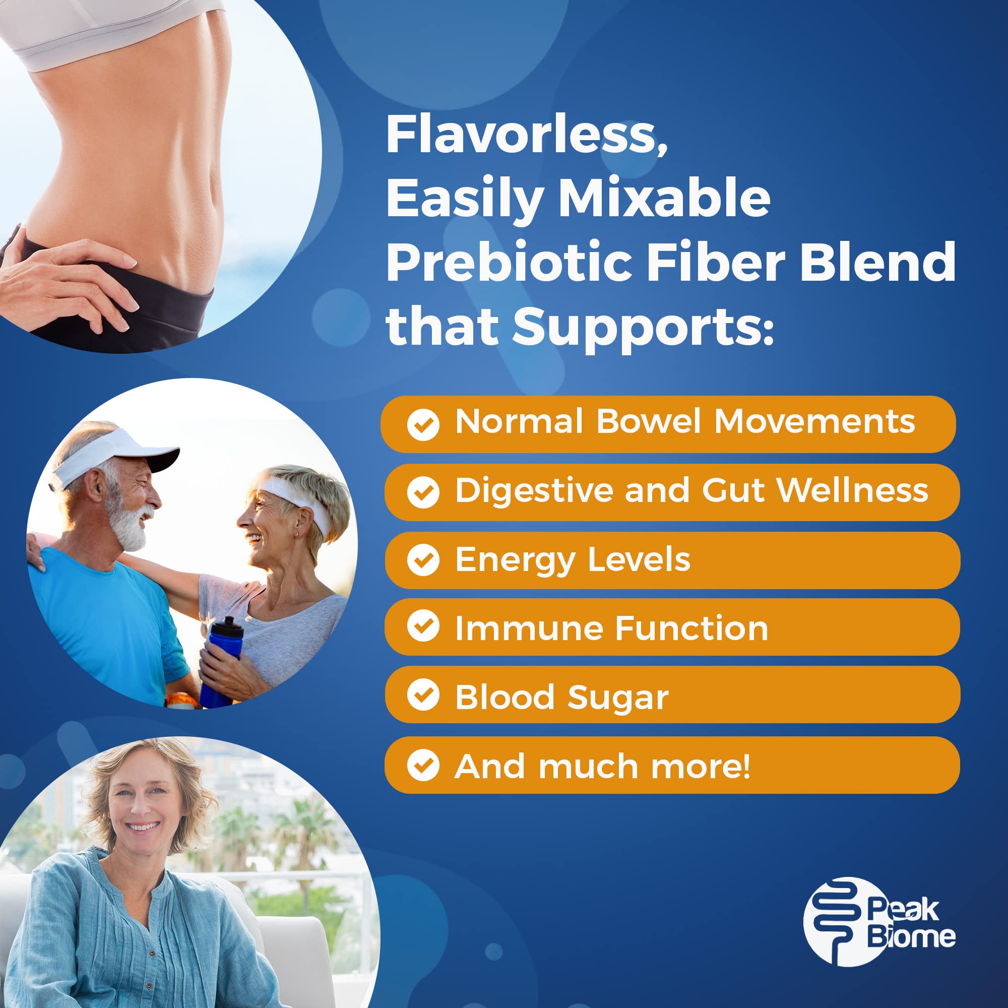 Peak Biome Peak BioBoost mezcla rápida con sabor neutro y confort digestivo.