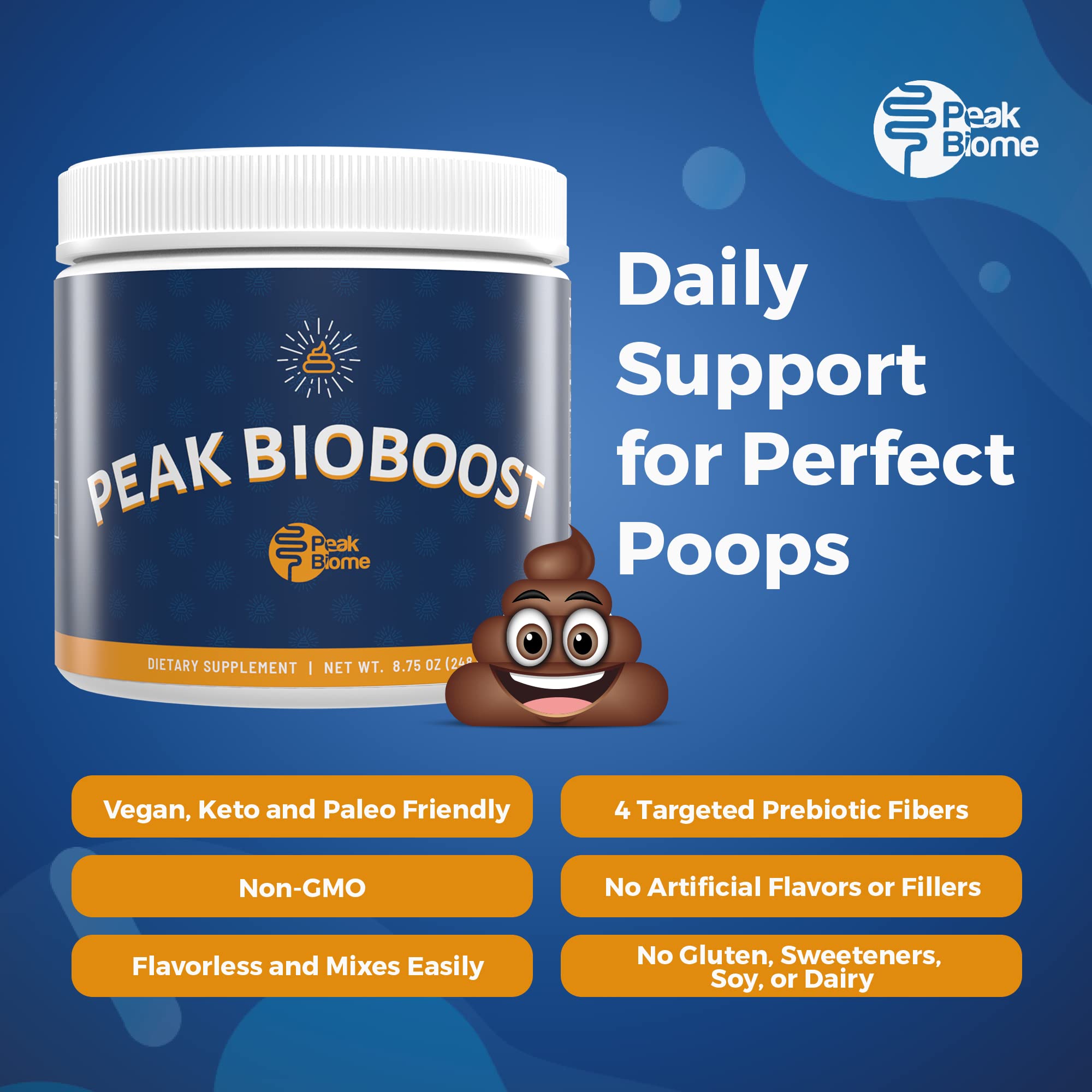Peak Biome Peak BioBoost ayuda a mantener la regularidad intestinal.