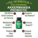 Peak Performance Akkermansia etiqueta frasco muestra información clara para uso seguro