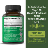 Cápsula de Peak Performance; dosis de 200 mg, conveniente para uso diario.