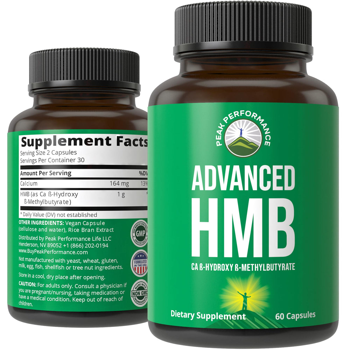 Peak Performance HMB cápsulas en botella listas para entrenar y recuperar