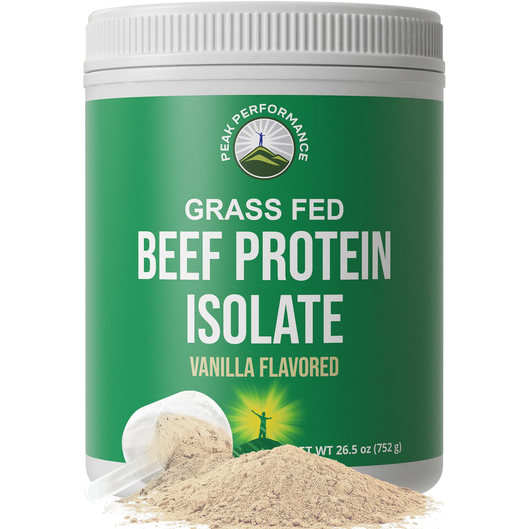Envase de Peak Performance Proteína de Carne, opción sin lactosa para dietas sensibles.